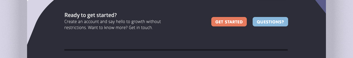 Text reading “Ready to get started?” on blue background with two buttons.