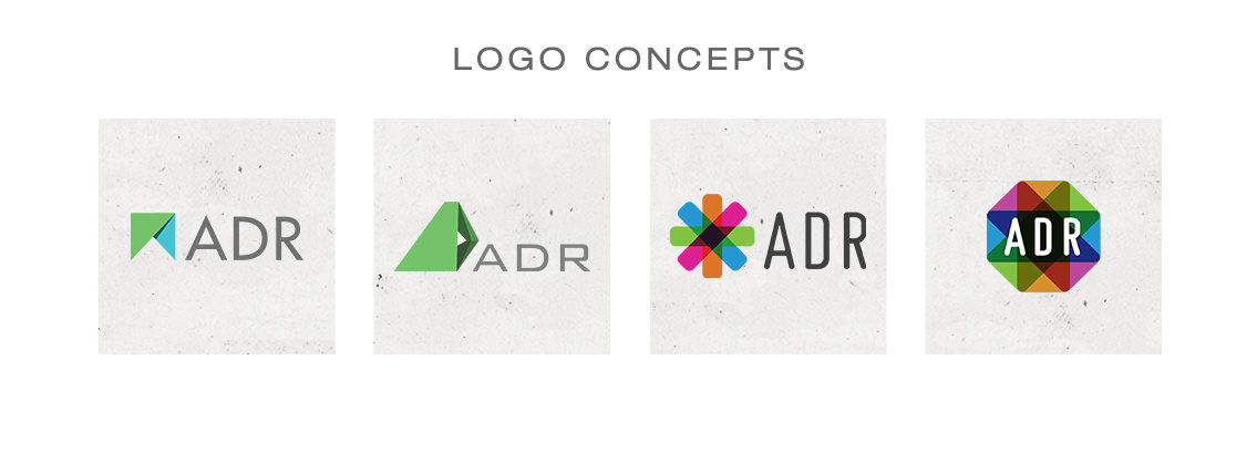 View of ADR's logo concepts, designed by Entermotion, a Wichita web-design studio.