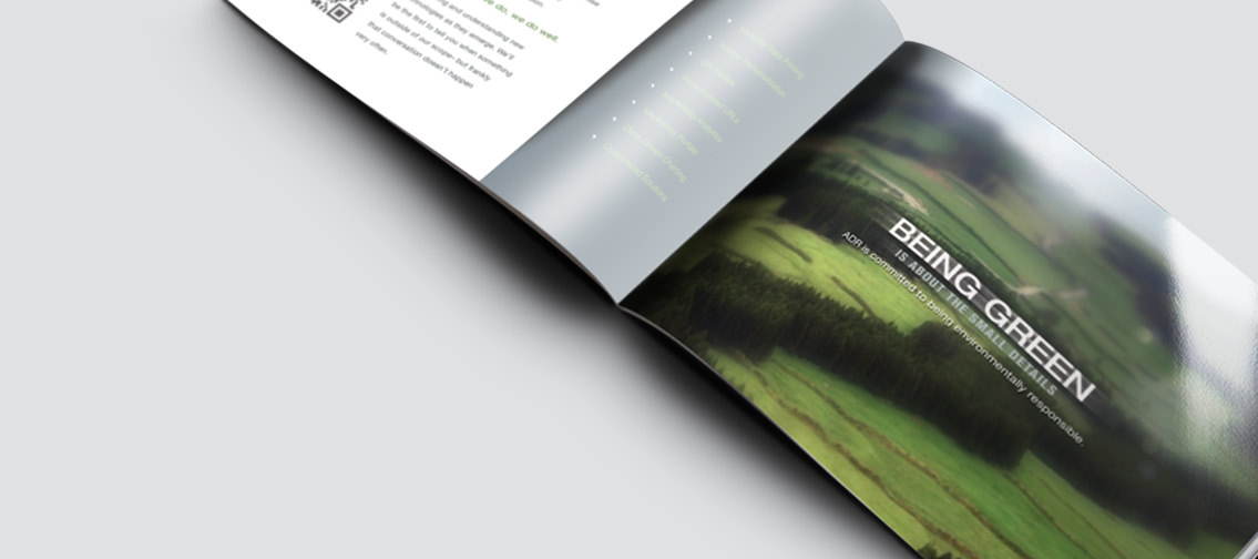 View of ADR's brochure design, designed by Entermotion, a Wichita web-design studio.