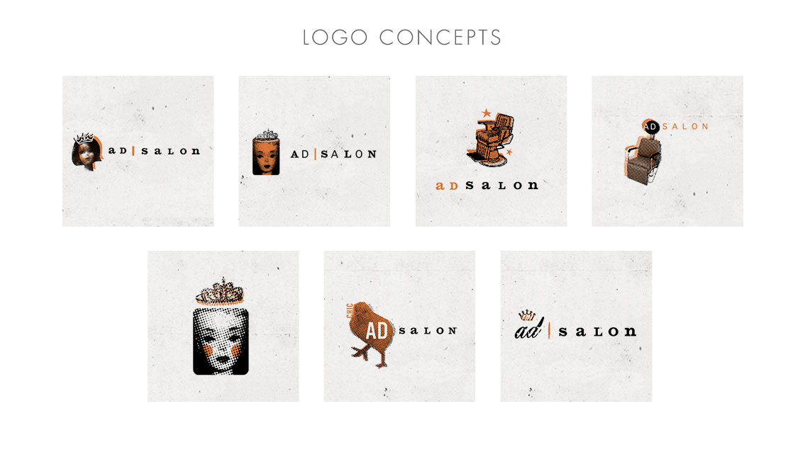 View of AdSalon's logo concepts, designed by Entermotion, a Wichita web-design studio.