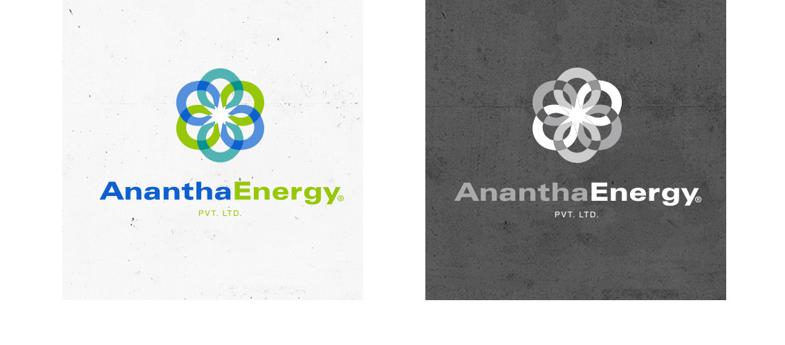 View of Anantha Energy's logo designs, designed by Entermotion, a Wichita web-design studio.