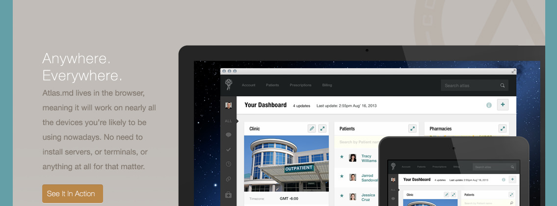 View of Atlas website, designed by Entermotion in Wichita
