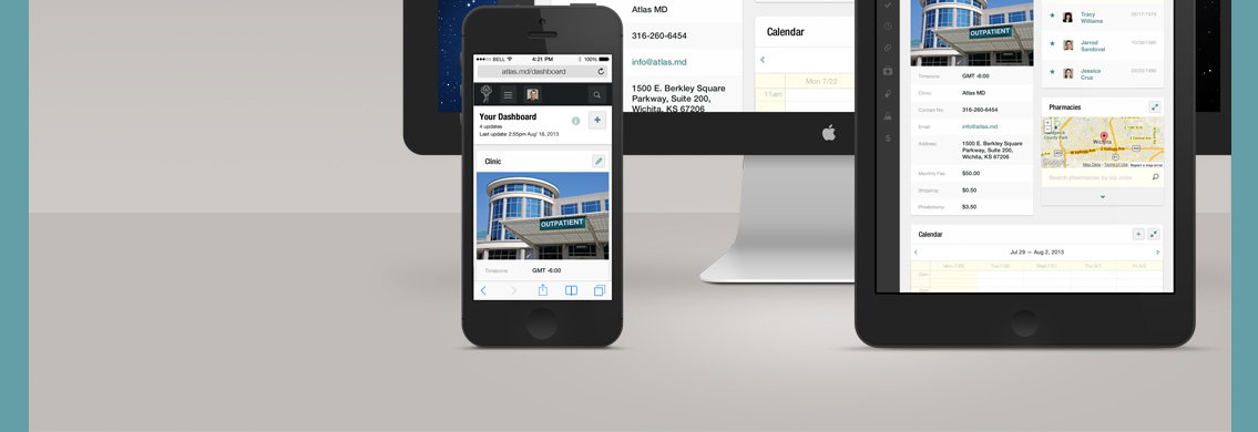 View of Atlas website on various screens, designed by Entermotion in Wichita