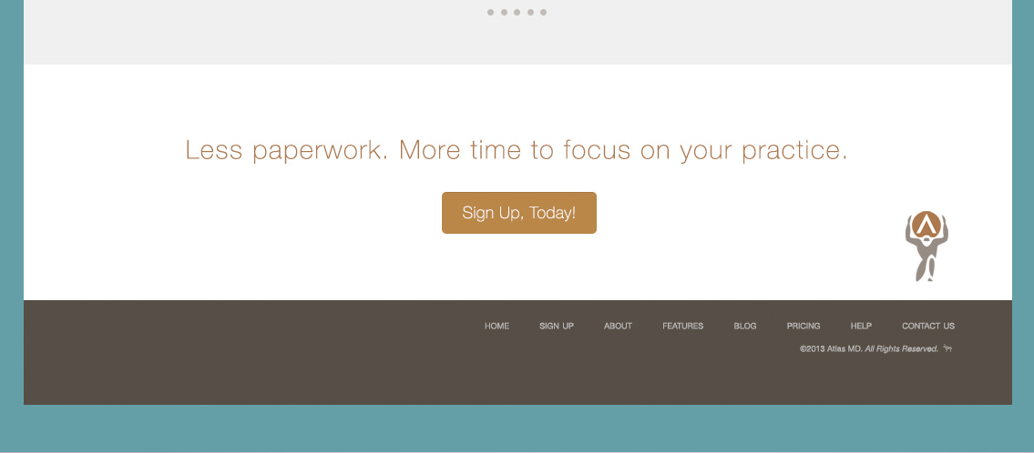 Detail of the Atlas.md website's signup button, designed by Entermotion in Wichita