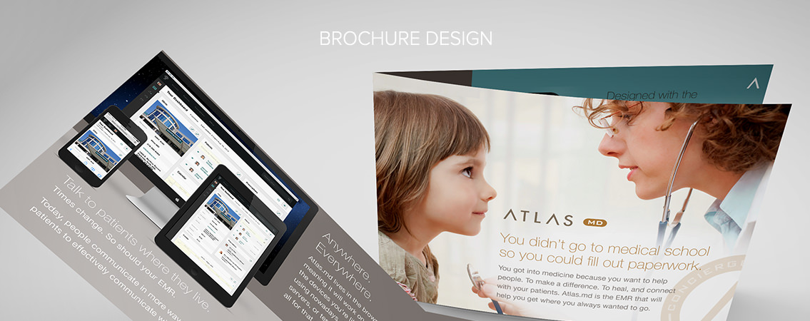 Close-up of Atlas brochure, designed by Entermotion in Wichita