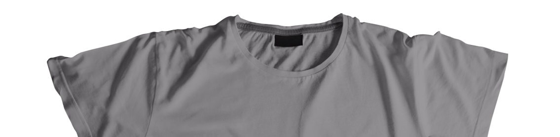 The top section of a grey t-shirt.