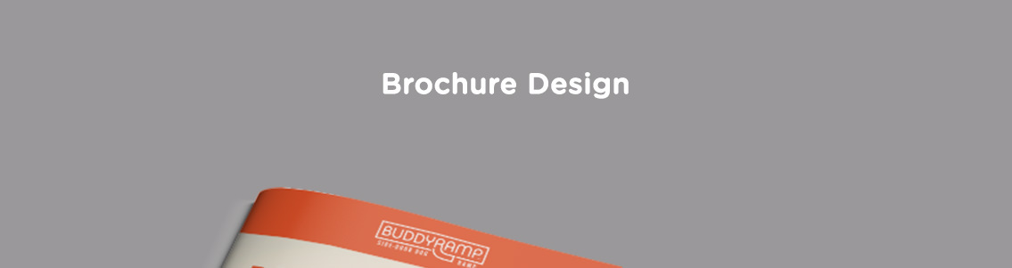 White text reading “Brochure Design” and the top section of a brochure.