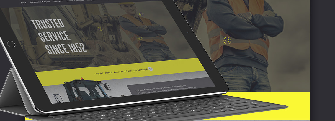 View of Cornejo's website on iPad, designed by Entermotion, a Wichita web-design studio.