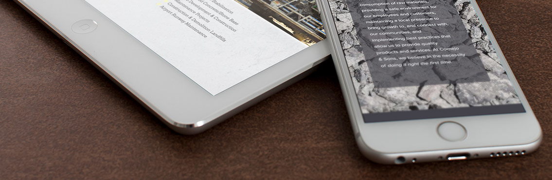 View of Cornejo's website on mobile, designed by Entermotion, a Wichita web-design studio.