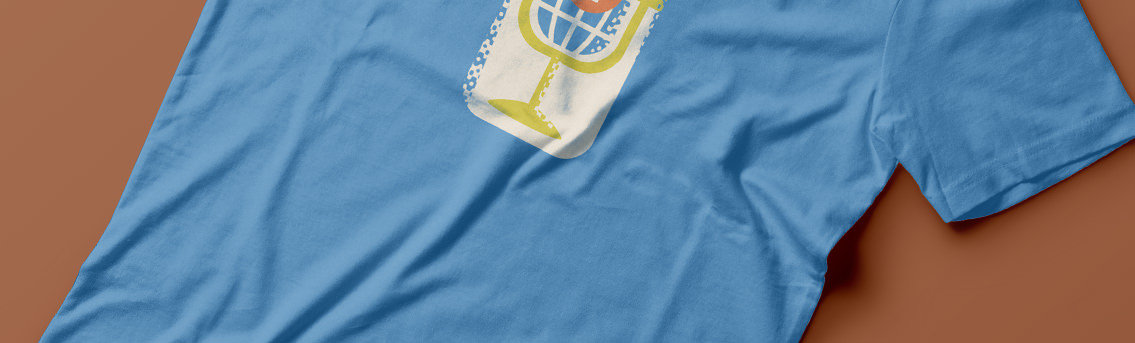 Blue t-shirt with E-town's logo on it, designed by Entermotion in Wichita