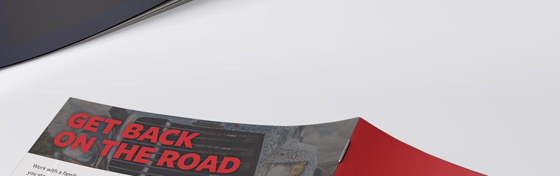 Back of brochure with text reading “Get Back On The Road.”