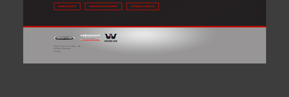 Footer of Empire Truck Sales’ homepage with logos from partners.