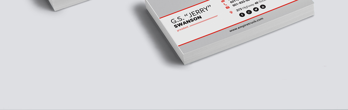 Sample business card with text reading, “G.S. “Jerry” Swanson.”