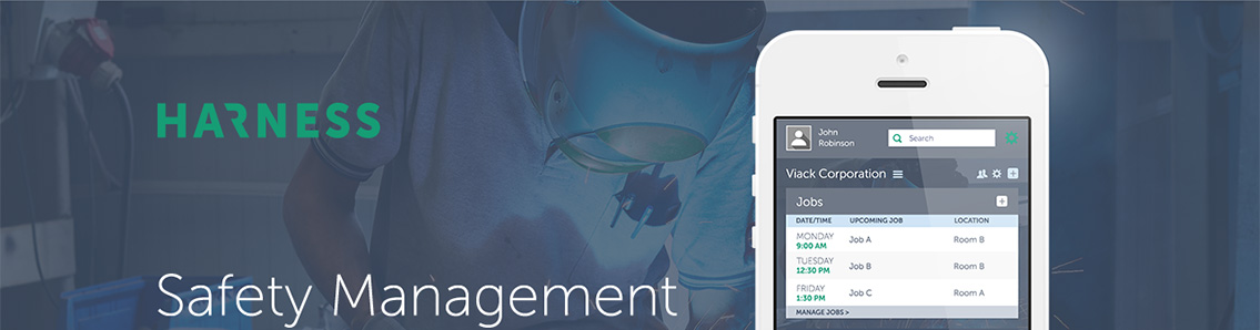 Harness masthead with watermarked image and the top half of a phone demonstrating the app.