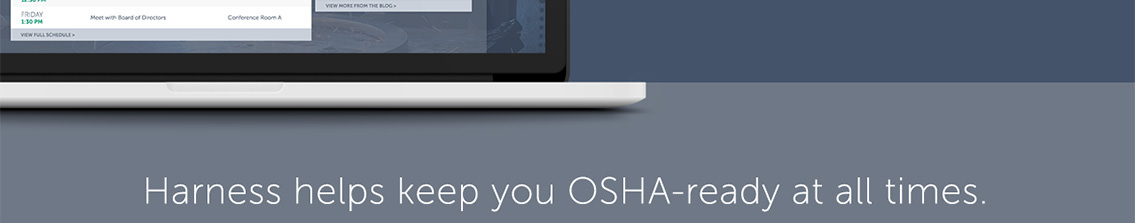 App demonstration on the bottom slice of a laptop as well as a slogan in white text.