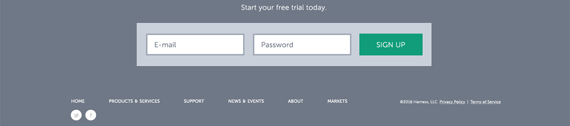 Call to action in white text, two input boxes, and a bottom navigation bar.