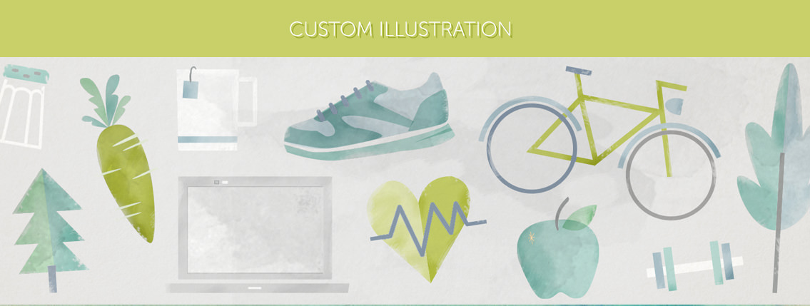 View of HealthICT's website custom illustration, designed by Entermotion, a Wichita web-design studio.