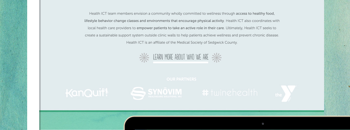 View of HealthICT's website, designed by Entermotion, a Wichita web-design studio.