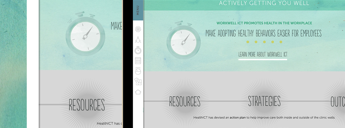 View of HealthICT's website, designed by Entermotion, a Wichita web-design studio.