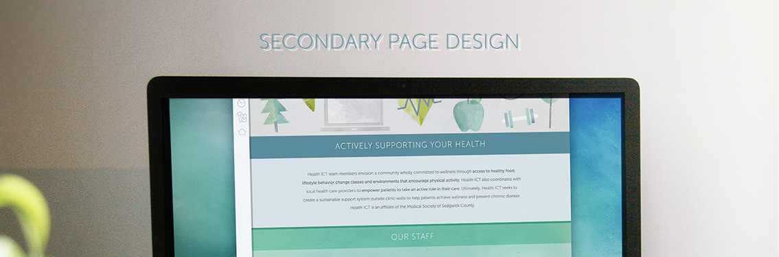 View of HealthICT's secondary page design, designed by Entermotion, a Wichita web-design studio.