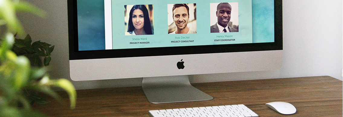 View of HealthICT's website on deskstop, designed by Entermotion, a Wichita web-design studio.