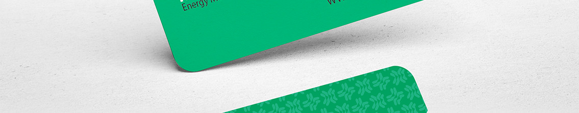 Snippet of green business card for Hench Control.