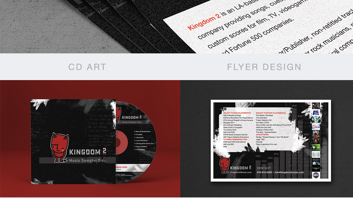 Example of CD art and flyer designed by Entermotion for Kingdom2Music's marketing goals.