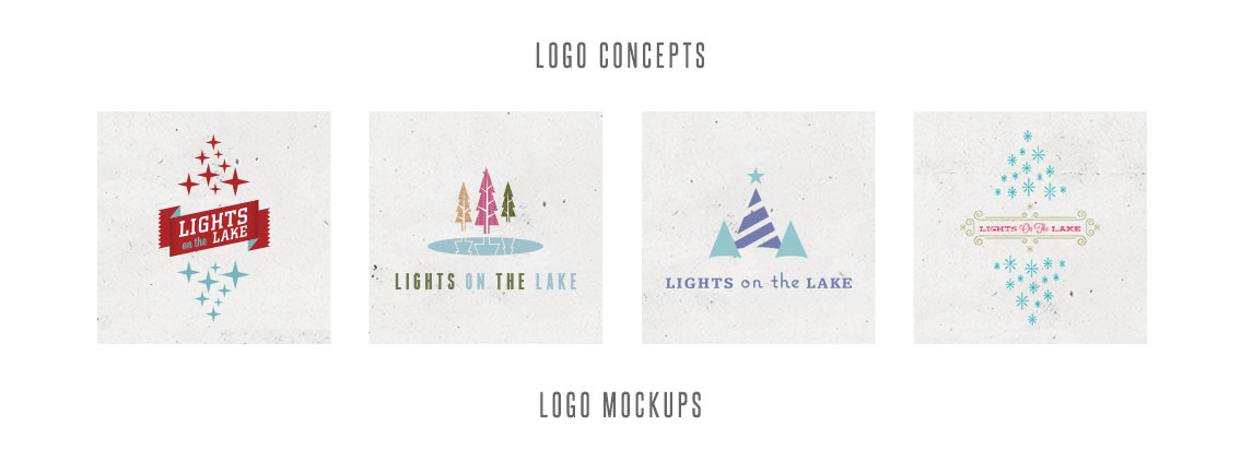 Logo concepts for Lights on the Lake.