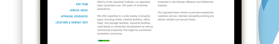 A laptop screen demonstrating the homepage of Martens Appraisal.