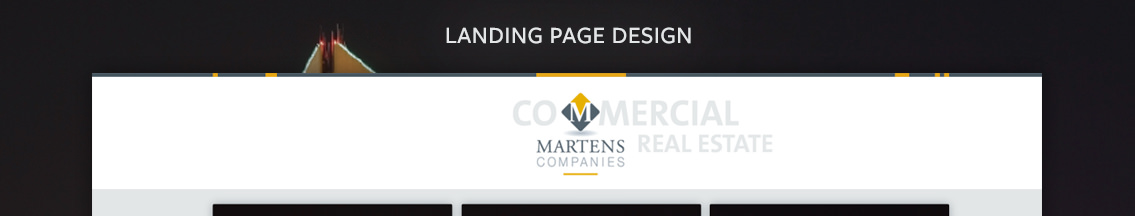 Text reading “Landing Page Design” as well as Martens Companies Logo.