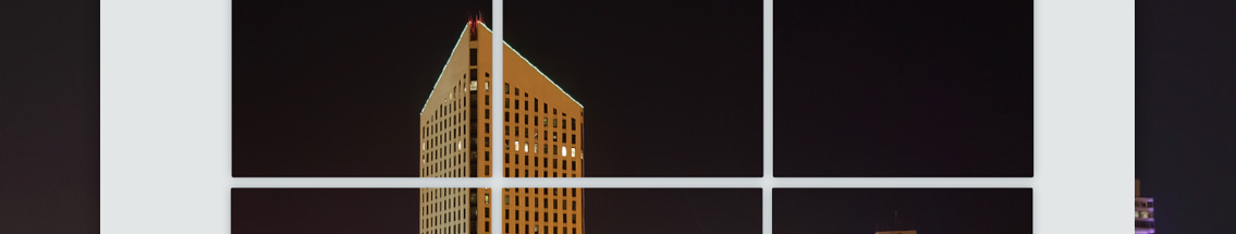 Demonstration of website landing page with tiled image of a building.