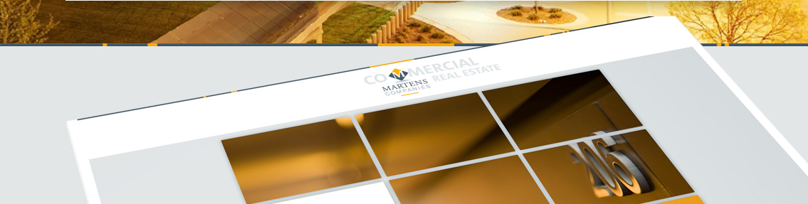 Slanted view of the Marten Companies’ landing page with logo.