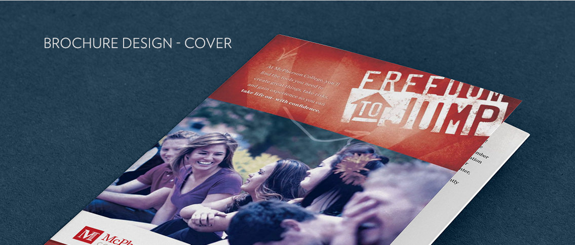 Teens smiling on the cover of McPherson's brochure.