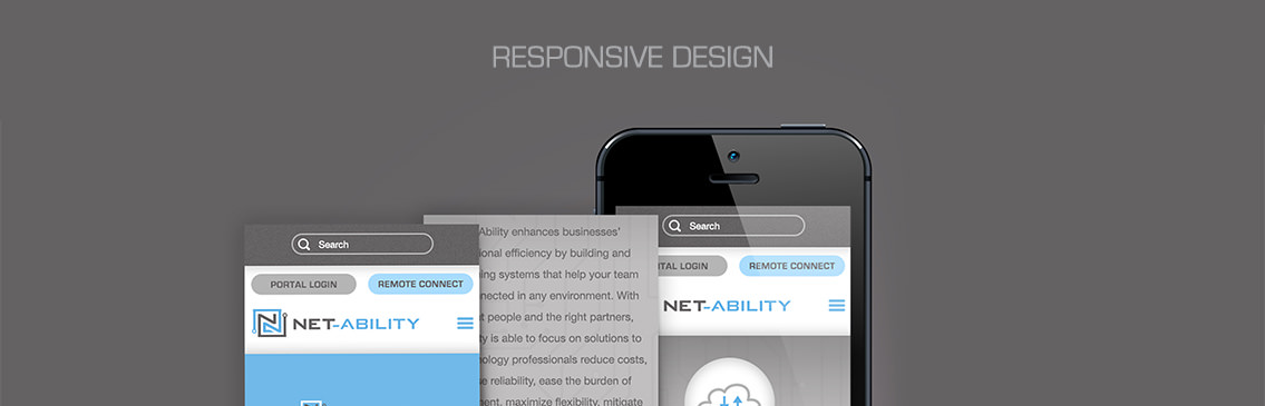 Snippet of responsive design for Net-Ability's new website.