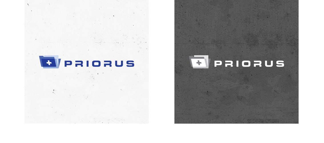 View of Priorus' logo design, designed by Entermotion, a Wichita web-design studio.