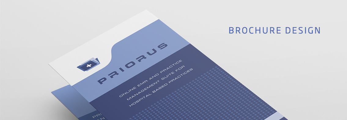 View of Priorus' brochure design, designed by Entermotion, a Wichita web-design studio.