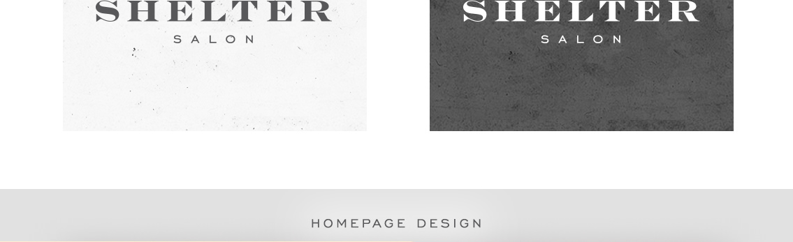 Detail of Shelter Salon logo in black and white.