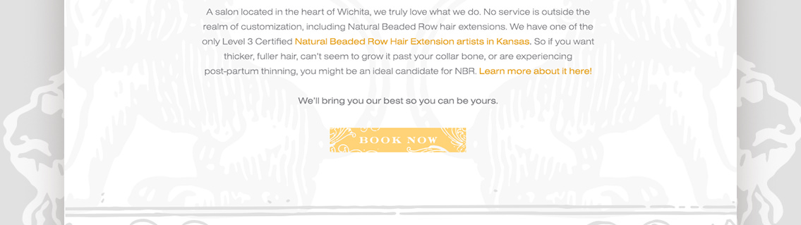 Detail of about us page text for Shelter Salon.