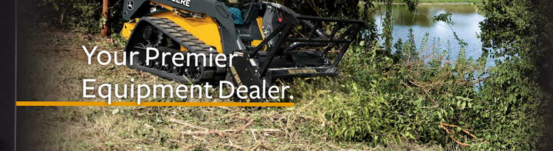 Website showcasing construction equipment with text reading “Your Premier Equipment Dealer.”