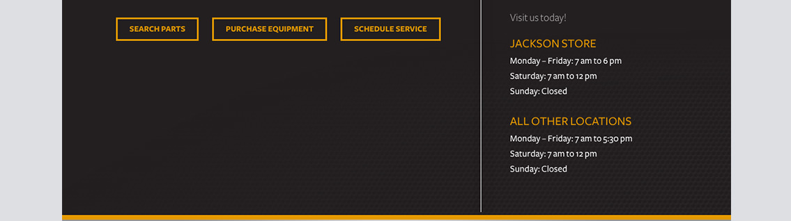 Section of Stribling Equipment’s website as well as operating times.