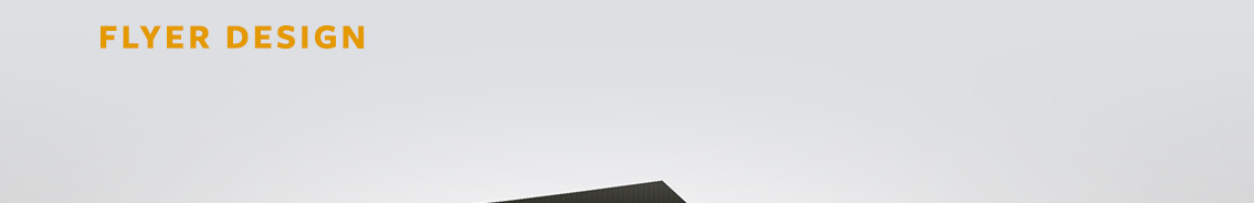Text reading “Flyer Design” on a grey background.