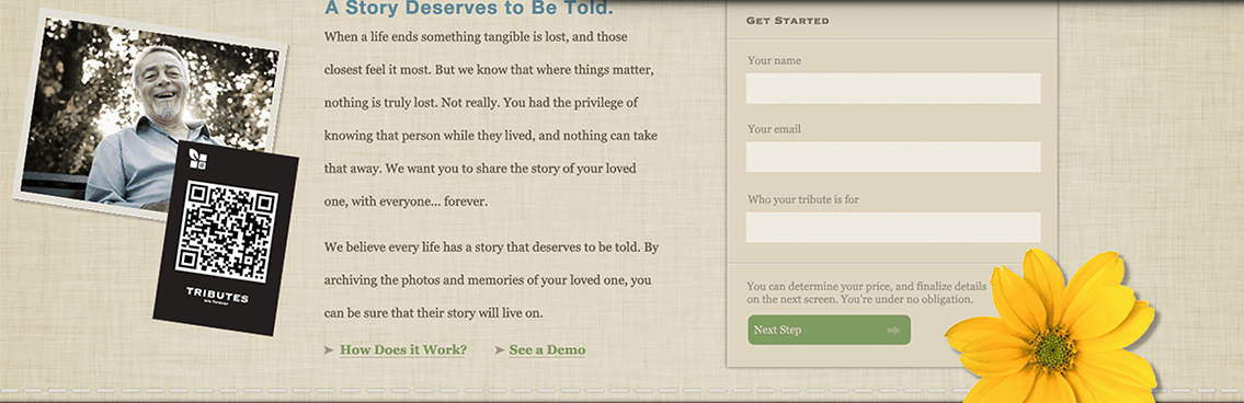 View of TAF's sign up page and sign up form, designed by Entermotion.