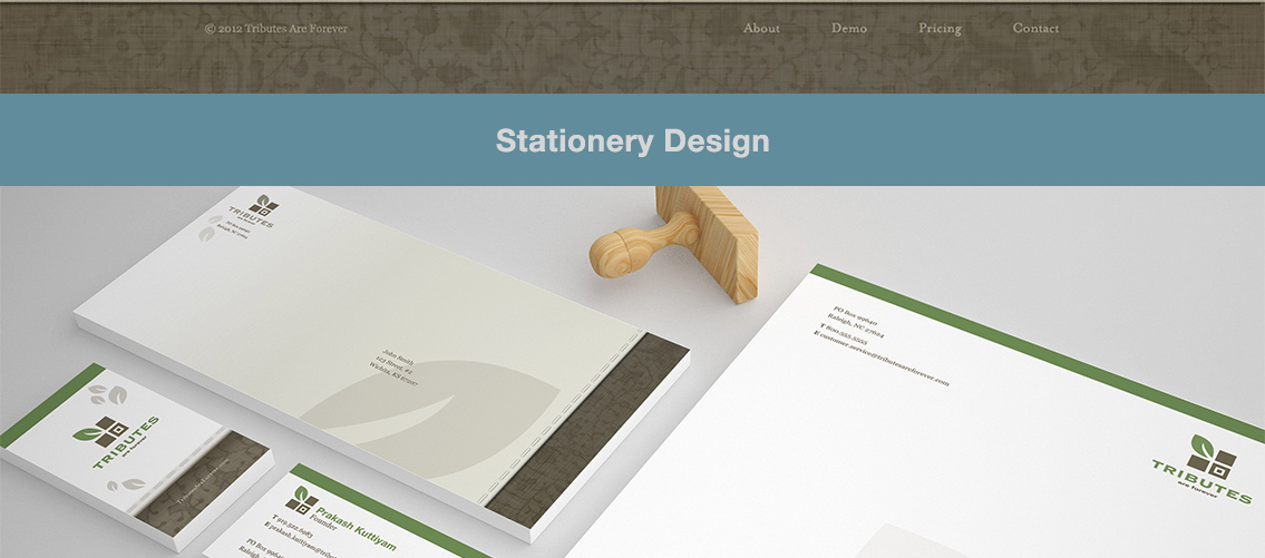 Stationery design for Tributes Are Forever.