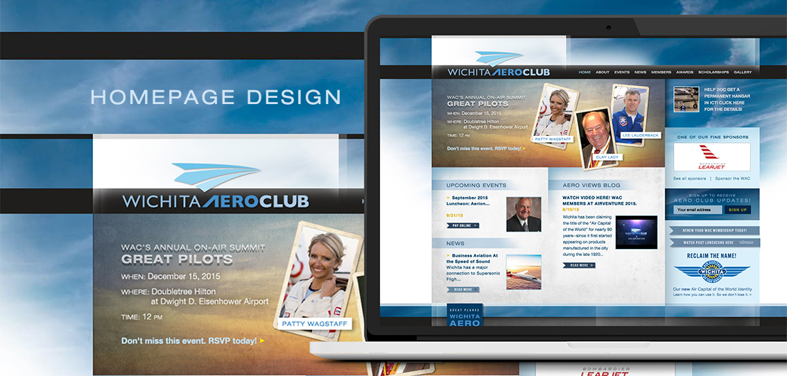 Homepage design example from Wichita Aero Club's homepage.