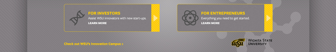 Two buttons reading “For Investors” and “For Entrepreneurs” and WSU logo.