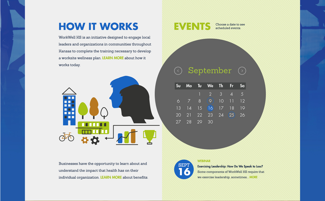 View of WorkWell Kansas' website, designed by Entermotion, a Wichita web-design studio.