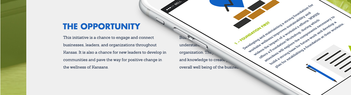 View of WorkWell Kansas' website, designed by Entermotion, a Wichita web-design studio.