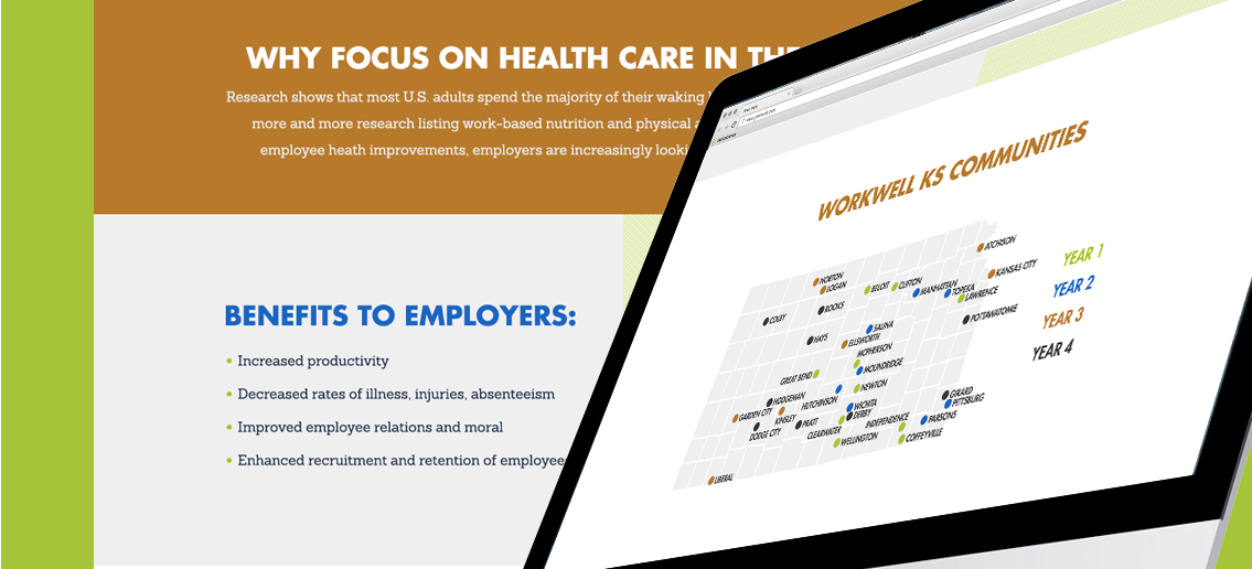 View of WorkWell Kansas' website, designed by Entermotion, a Wichita web-design studio.