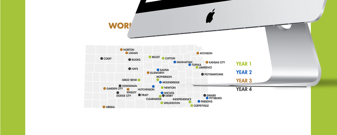 View of WorkWell Kansas' website, designed by Entermotion, a Wichita web-design studio.