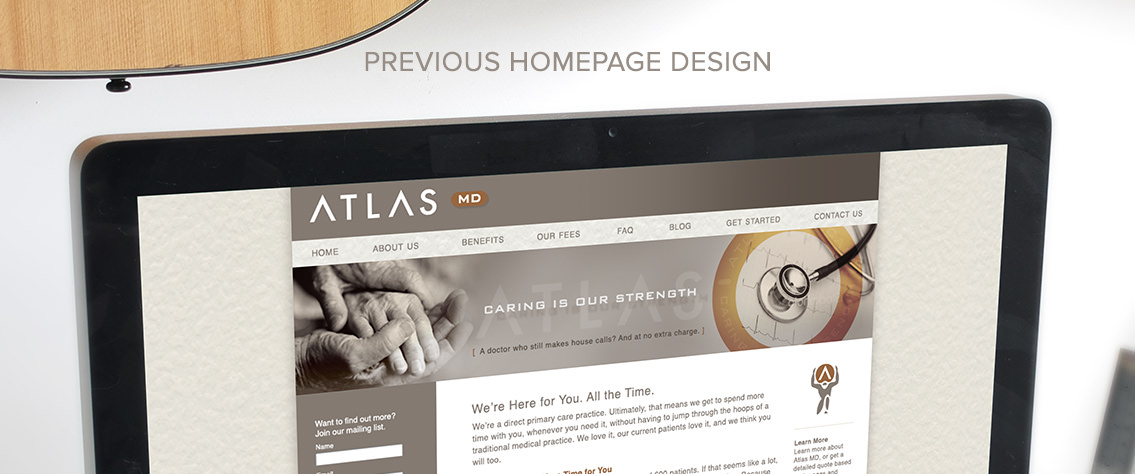 View of Atlas' website design on laptop, designed by Entermotion, a Wichita web-design studio.
